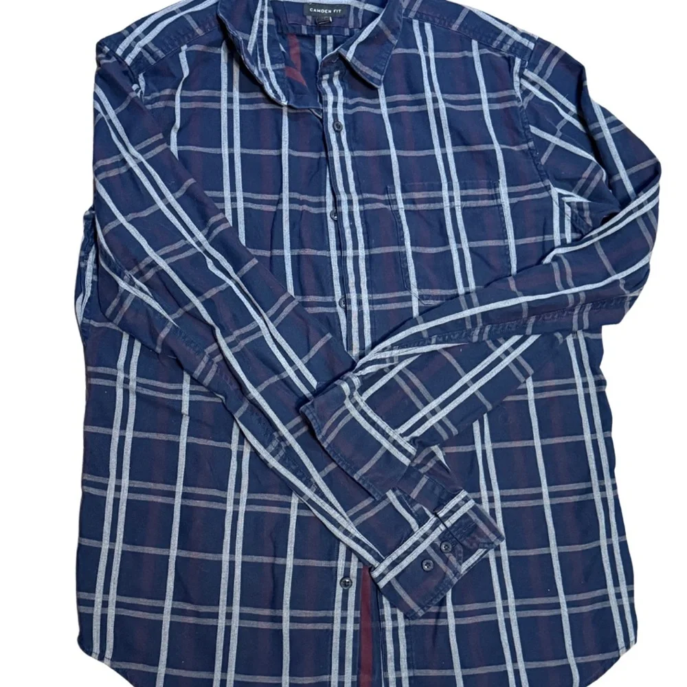 Banana Republic‎ Luxe Flannel Plaid Button Up Shirt Camden Fit Mens M